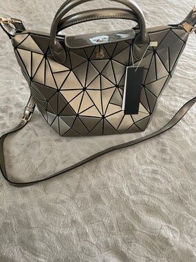 Isabelle Faceted Dome Satchel in Taupe